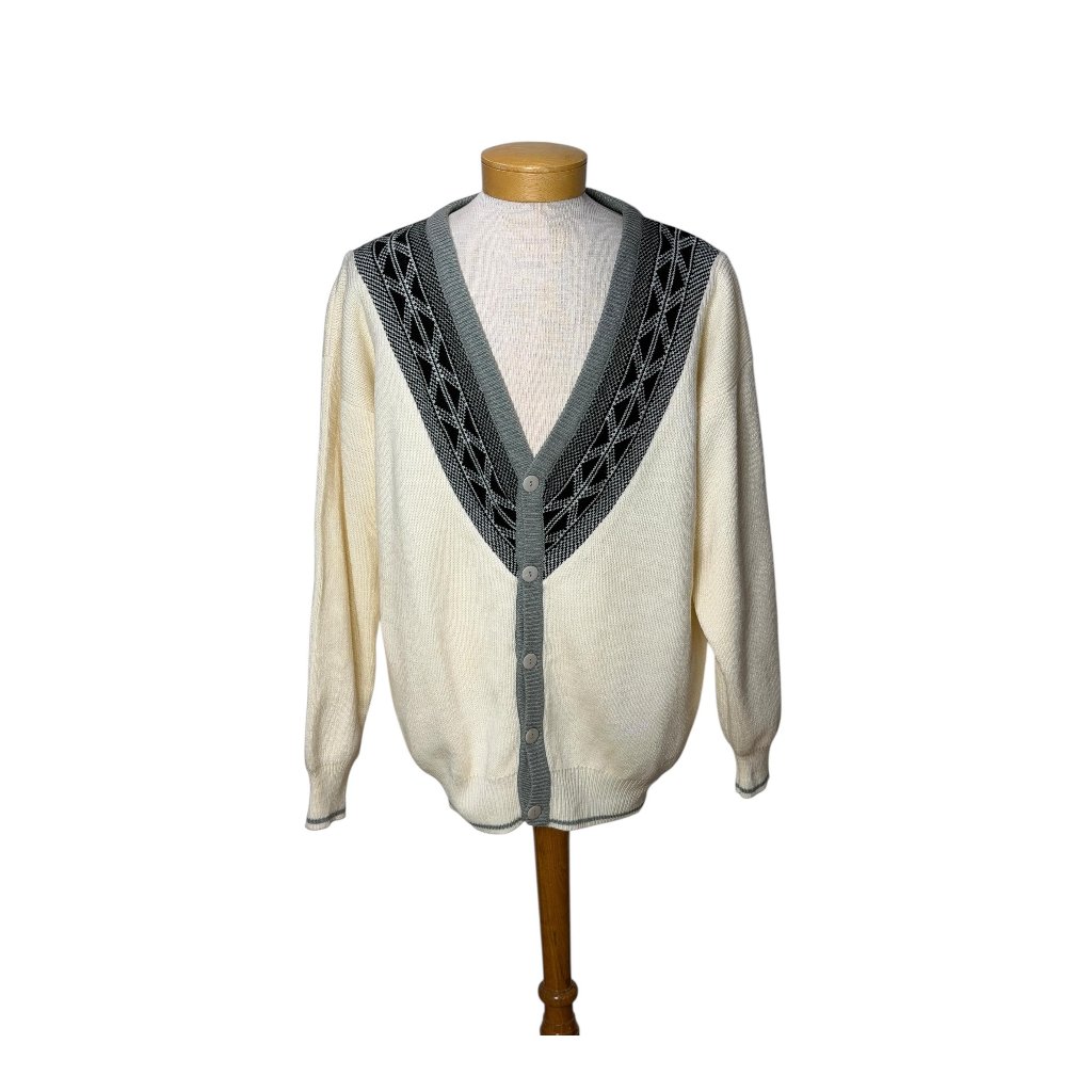 1980s Cardigan Sweater With Geo Design By Impact Size L